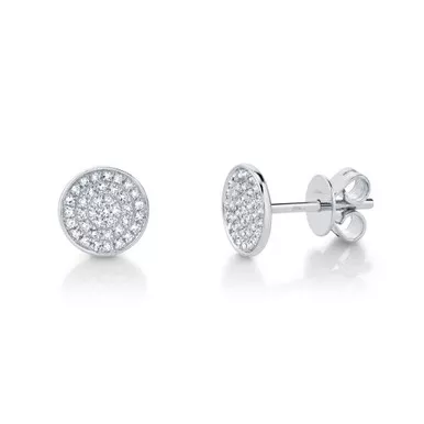 0.19Ct 14K White Gold Diamond Pave Stud Earring