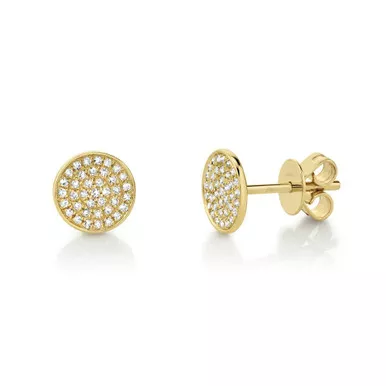 0.19Ct 14K Yellow Gold Diamond Pave Stud Earring