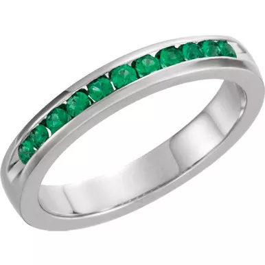 0.25ct Channel SetEmerald Band In 14k White Gold.