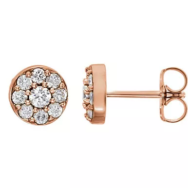 0.50Ct 14K Rose Gold Diamond Round Invisible Earring