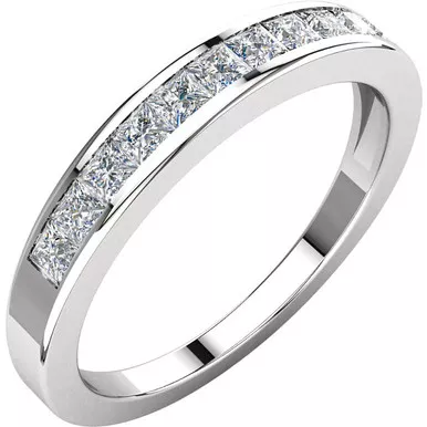 0.50ct Channel Set Princess cut Diamond Band 3.5mm In 14k White Gold.