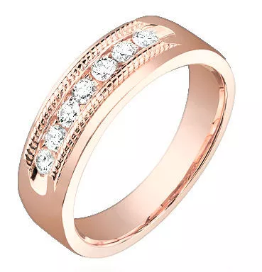 0.60ct Diamond Men's Band On 14k Rose Gold.