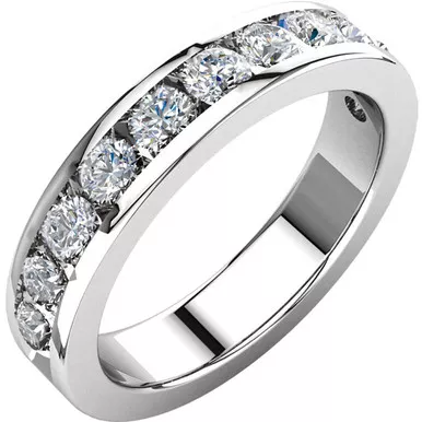 1.12ct Channel Set Diamond Band In 14k White Gold.