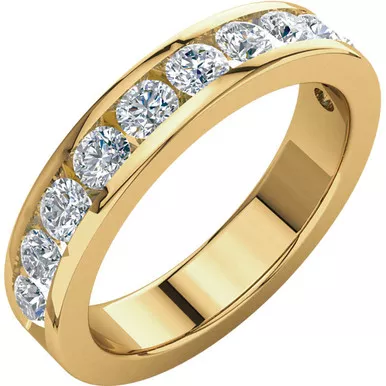 1.12ct Channel Set Diamond Band In 14k Yellow Gold.