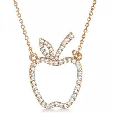 1/3 CTW Diamond Apple Necklace 20mm x 13.8mm
