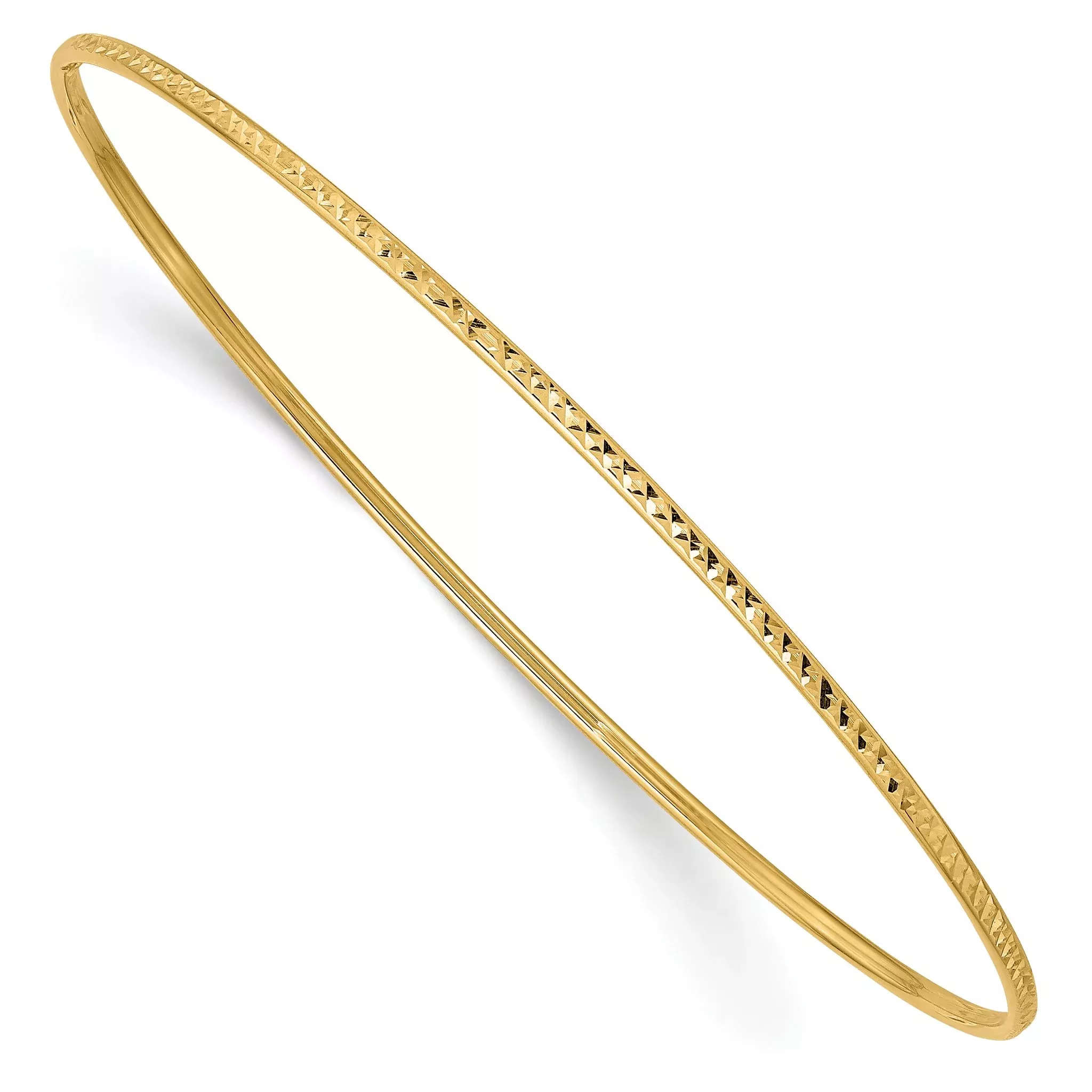 10k 1.5mm Diamond-Cut Slip-on Bangle Bracelet