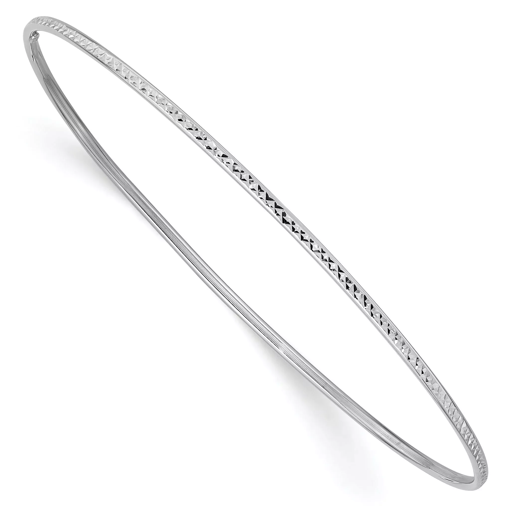 10k 1.5mm White Gold Diamond-Cut Slip-on Bangle Bracelet