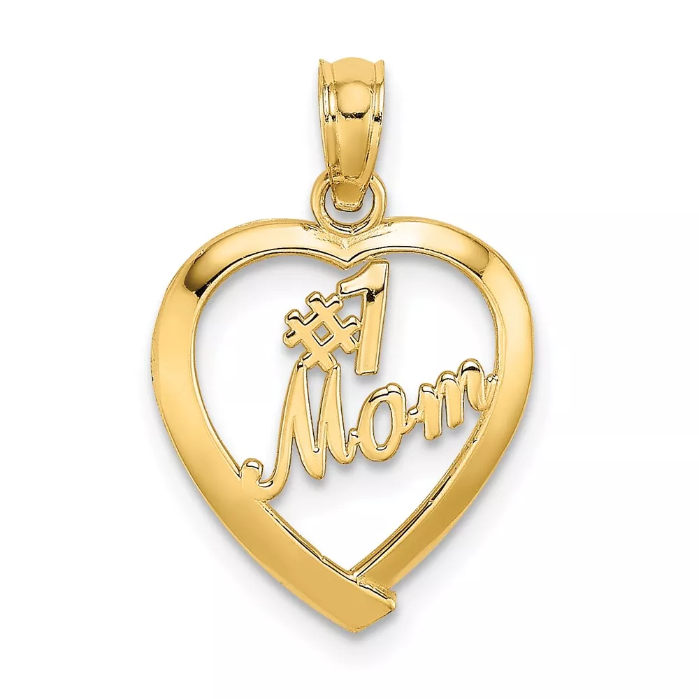 10K #1 MOM In Heart Pendant