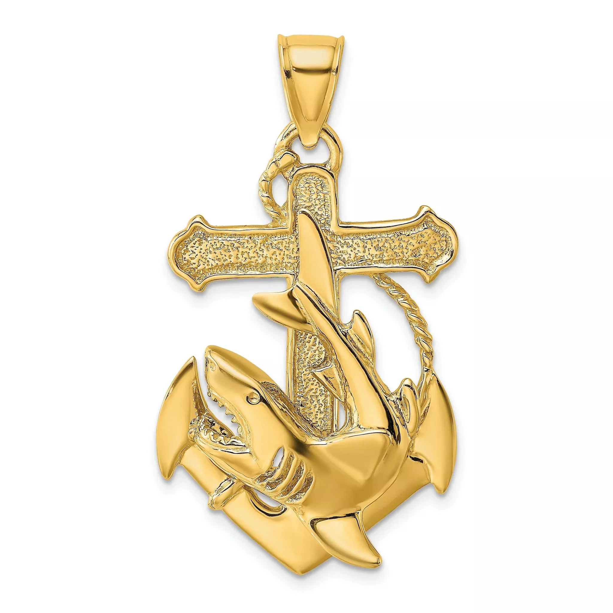 10K 2-D Anchor with Shark Charm
