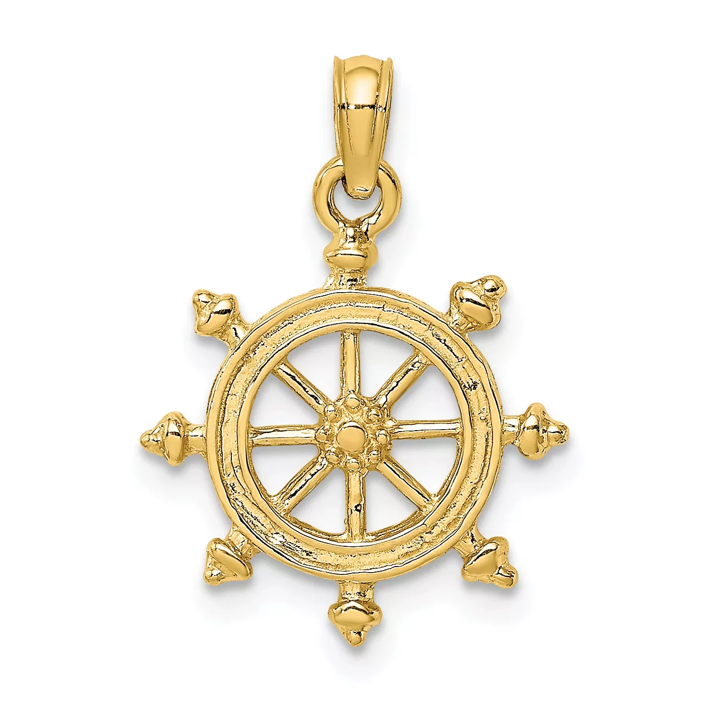 10K 2-D Engraved Ship Wheel Charm