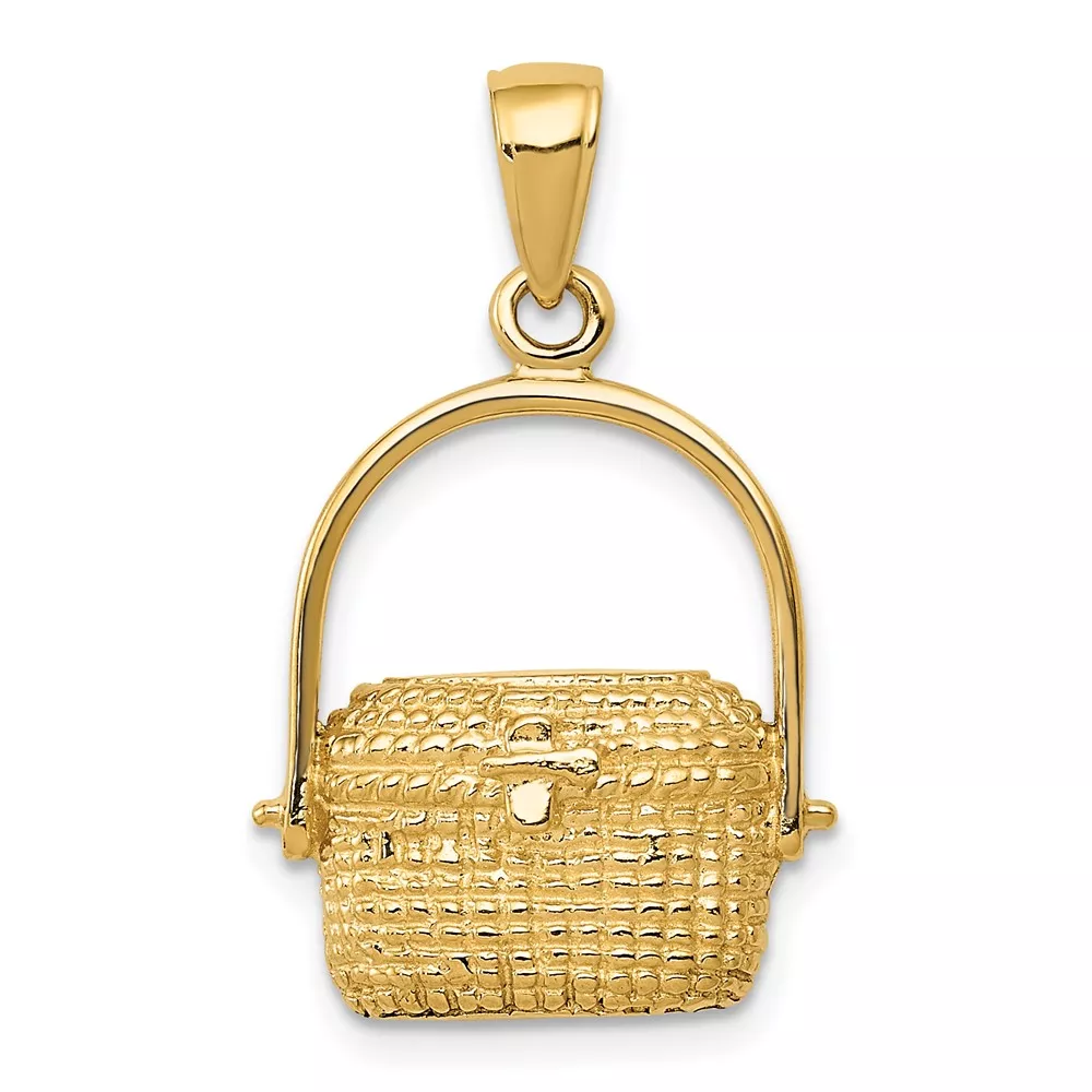 10k 2-D Large Nantucket Basket Pendant