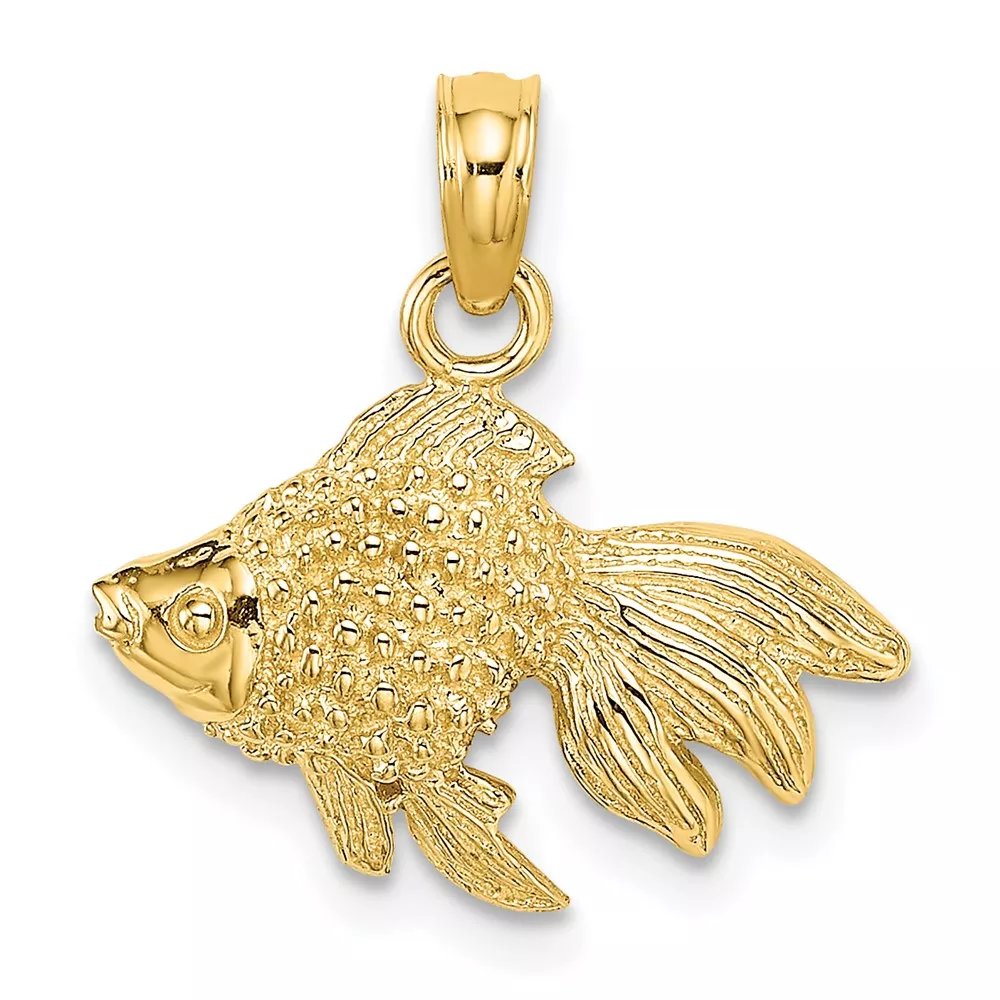 10K 2-DTextured Gold Fish Charm