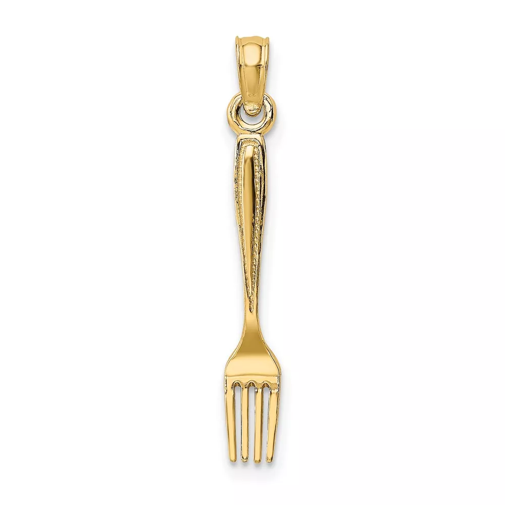 10K 3-D and Polished Table Fork Charm