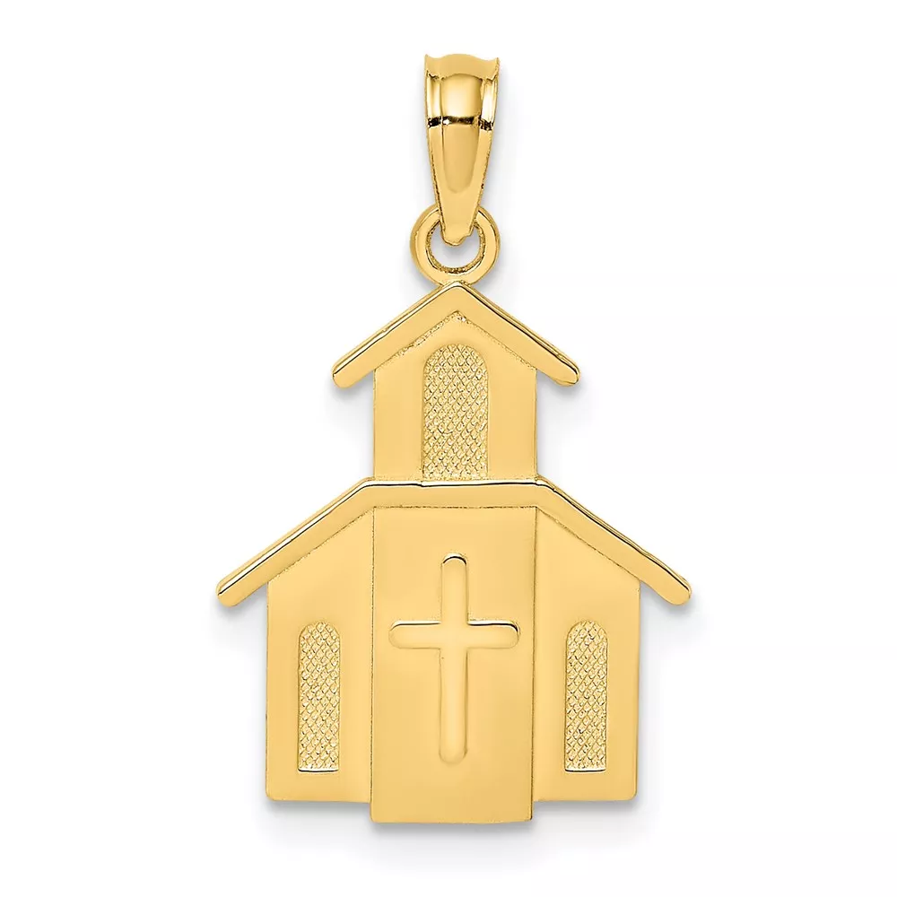 10K Church w/ Cross On Door Charm