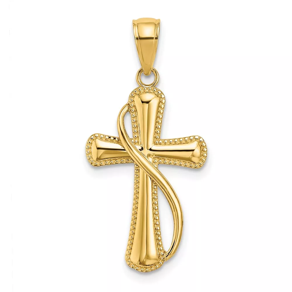 10K Cross With Drape Charm