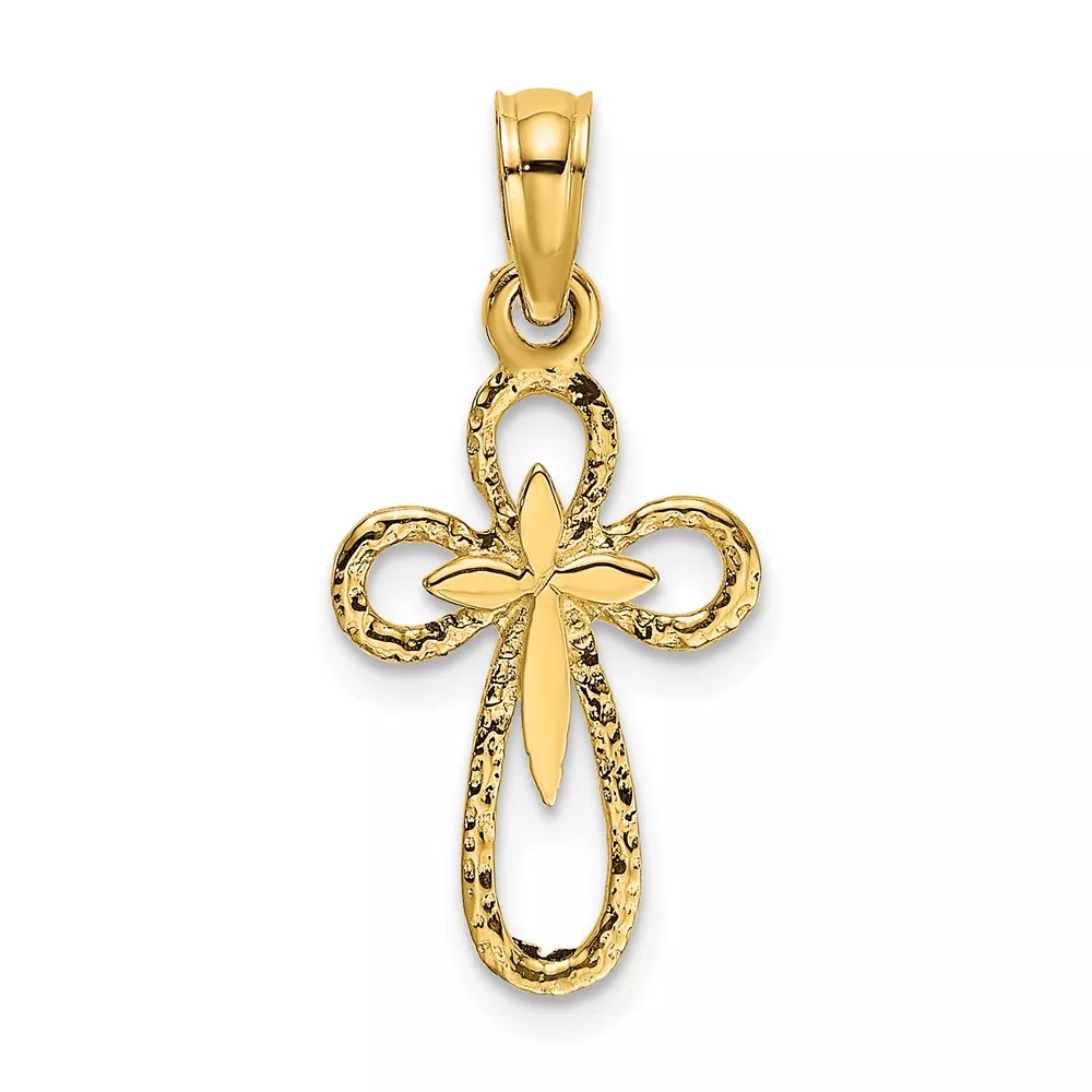 10K Cut-Out Cross w/ Small Interior Cross Charm