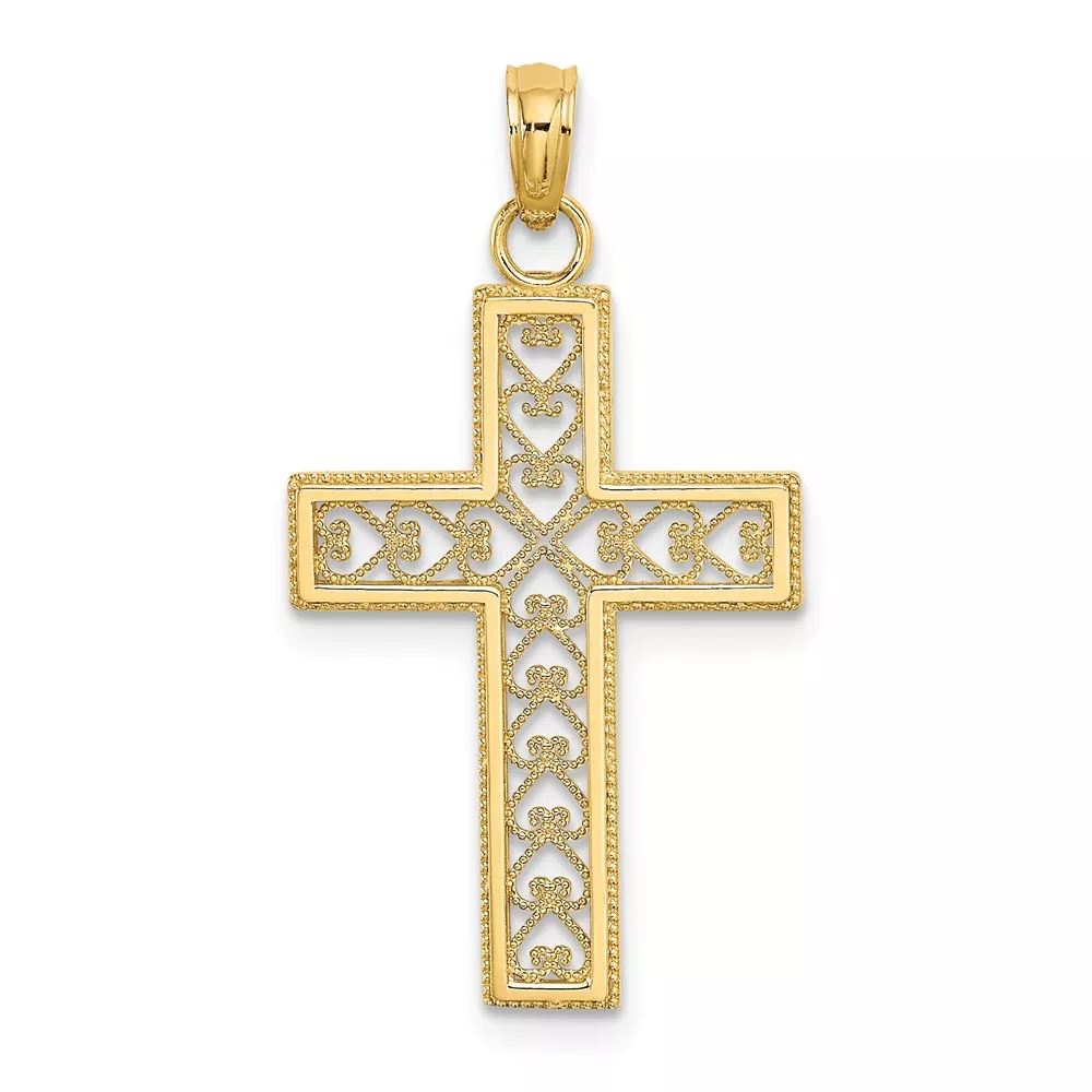 10k D/C Filigree Cross Pendant