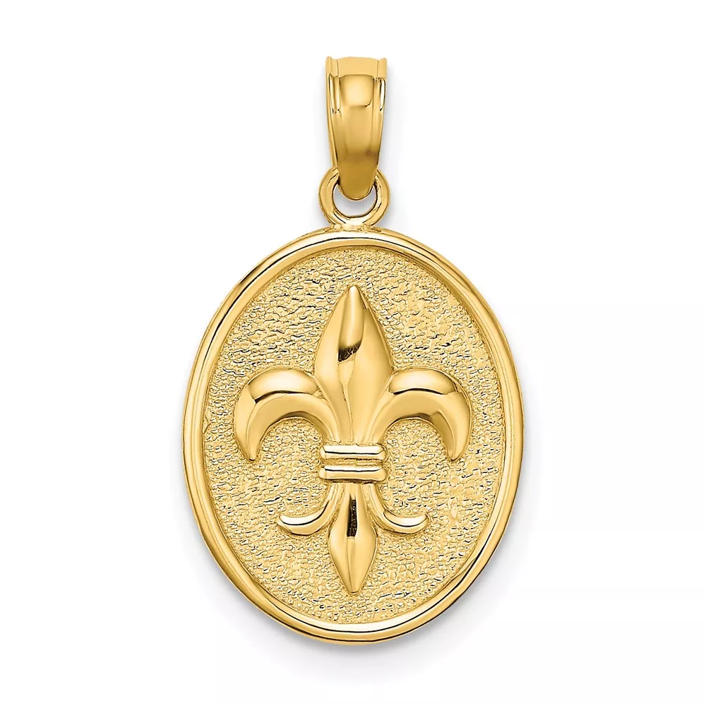 10K Fleur de Lis on Oval Disc Charm