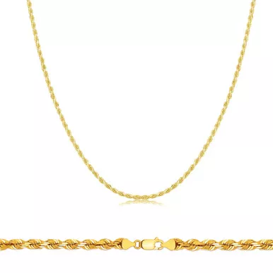10k Gold 1.5mm Diamond Cut Rope Bracelet 8 Inches
