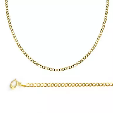 10k Gold 2mm Flat Curb Chain 18 Inches