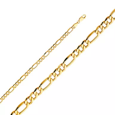 10K Gold 5.5mm Hollow Figaro Chain 20 Inches