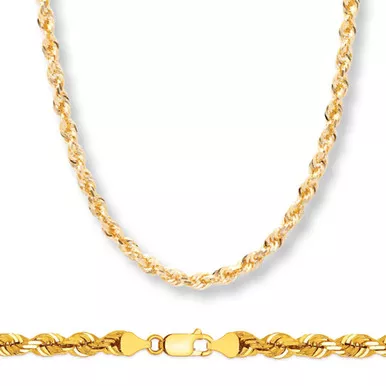 10K Gold 5mm Diamond Cut Rope Chain 28 Inches