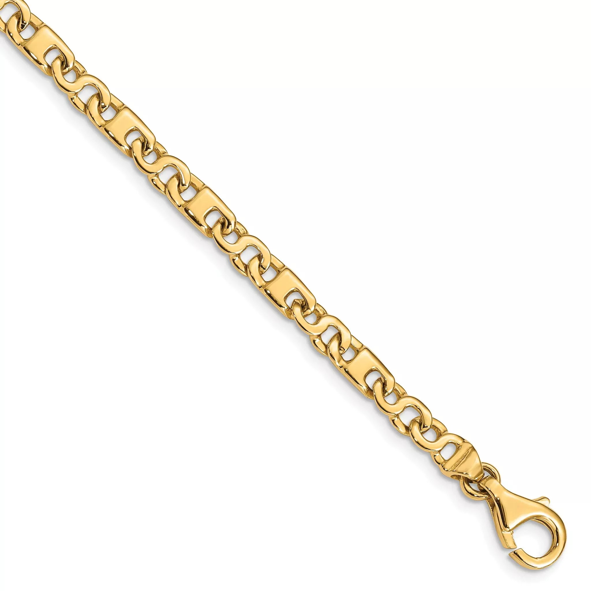 10k Hand Polished 4.4mm Fancy Link Bracelet