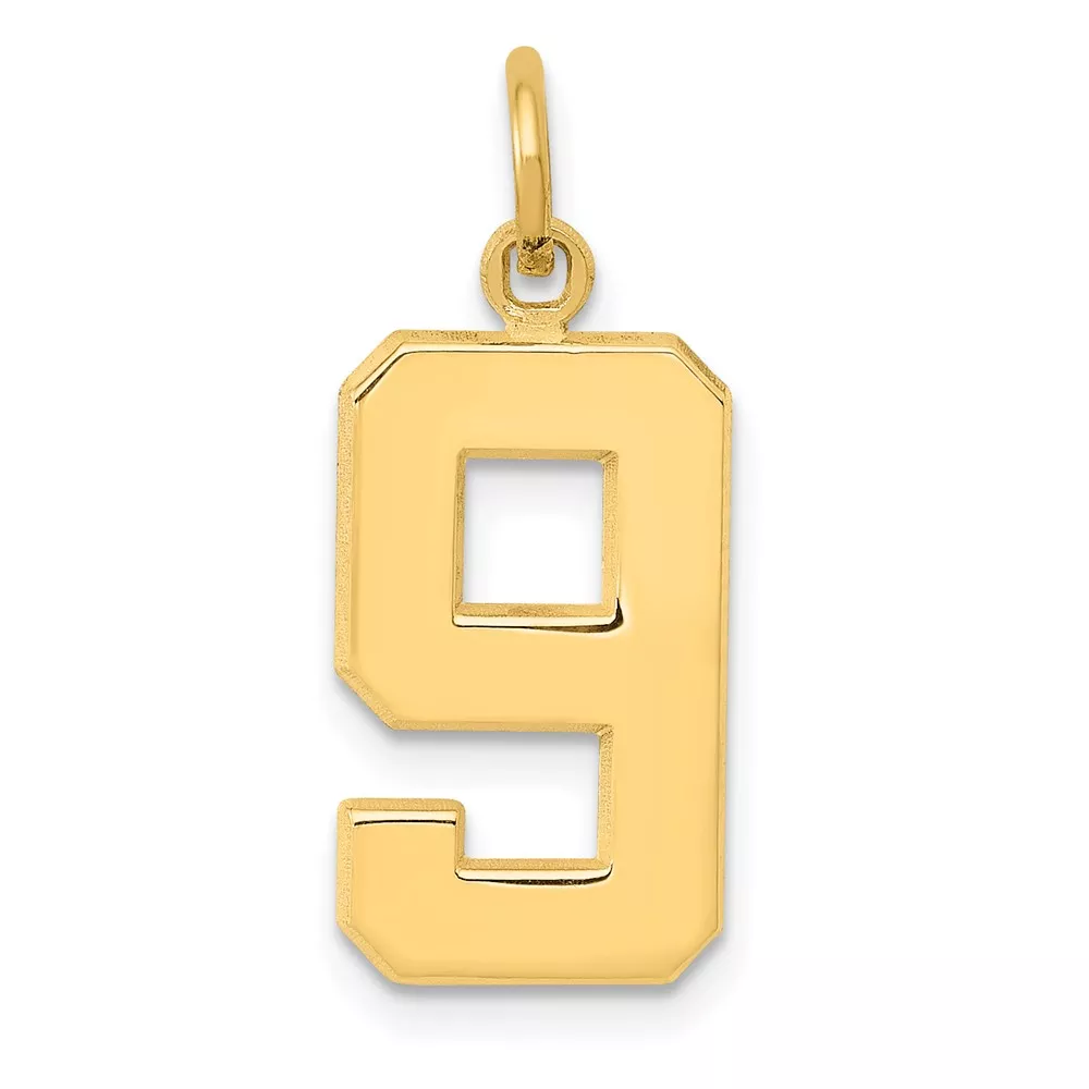 10k Medium Polished Number 9 Charm