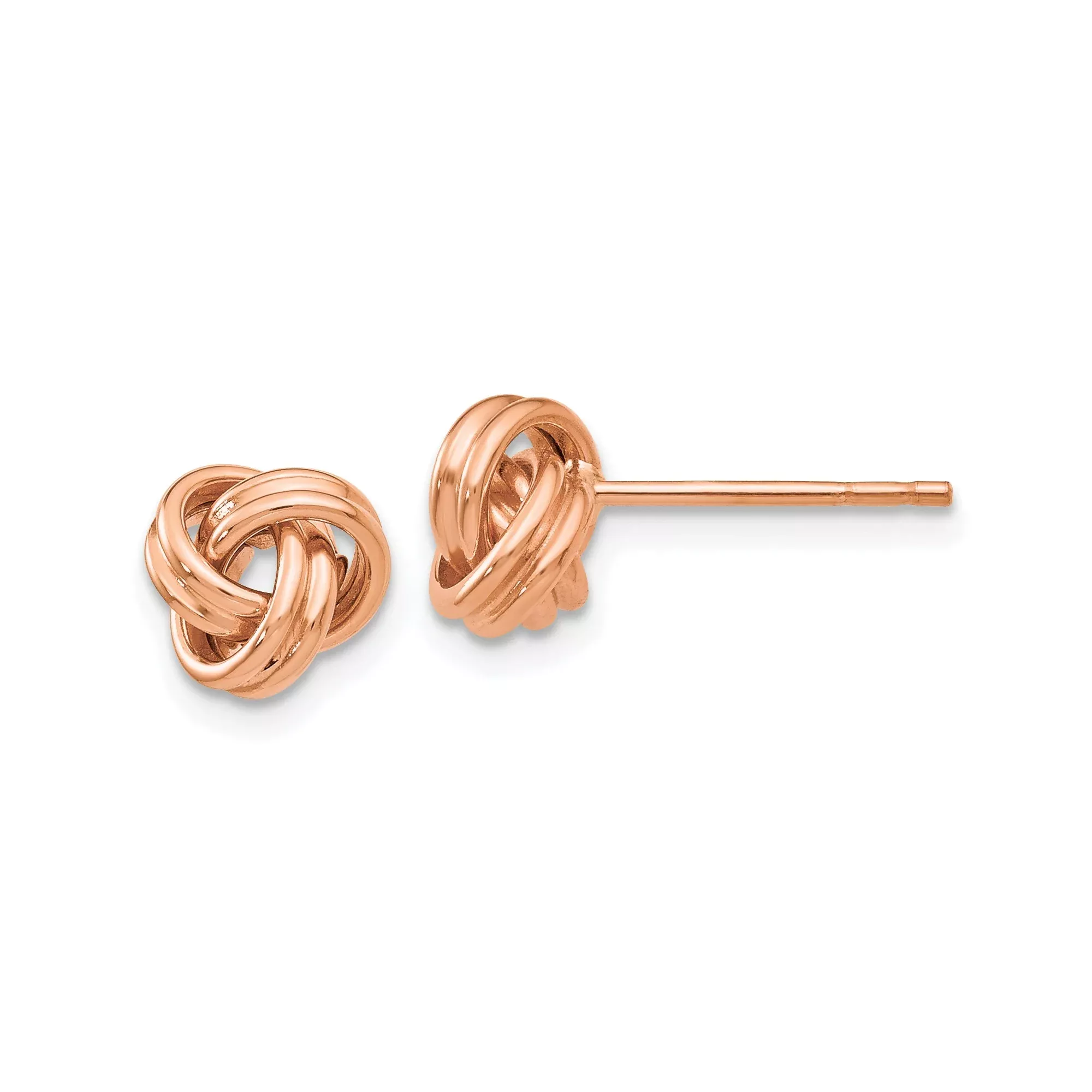 10k Rose Gold Love Knot Stud Earrings with Intertwined Unity Design for Women