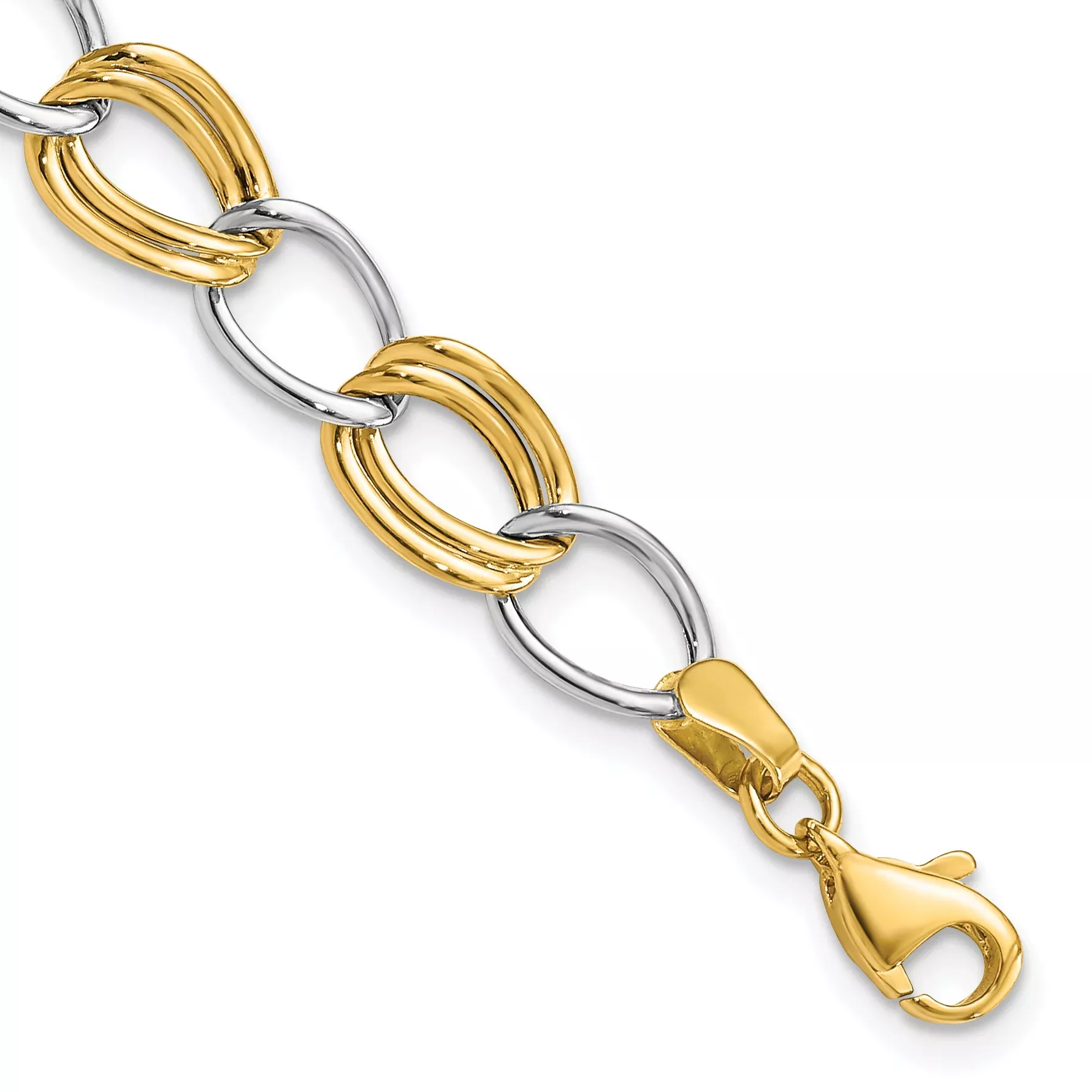 10K Two-Tone Polished Open Link Bracelet
