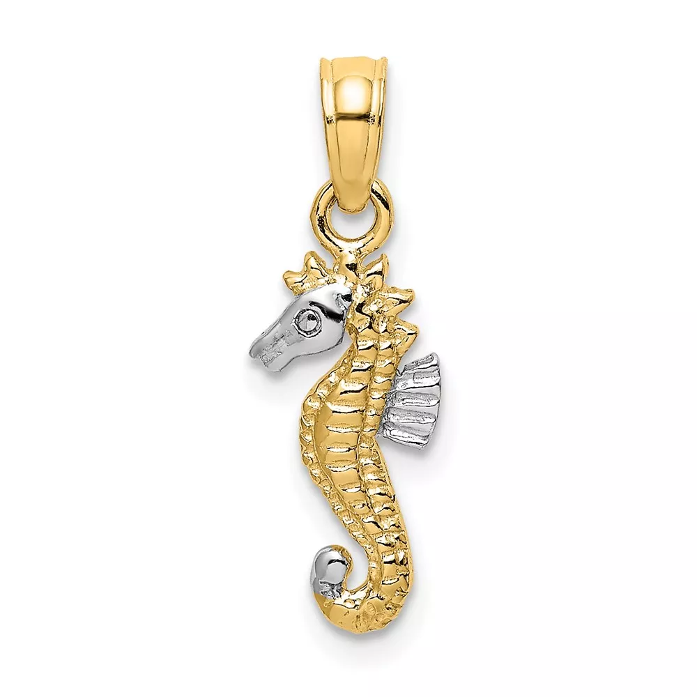 10K w/Rhodium 2-D Seahorse Charm