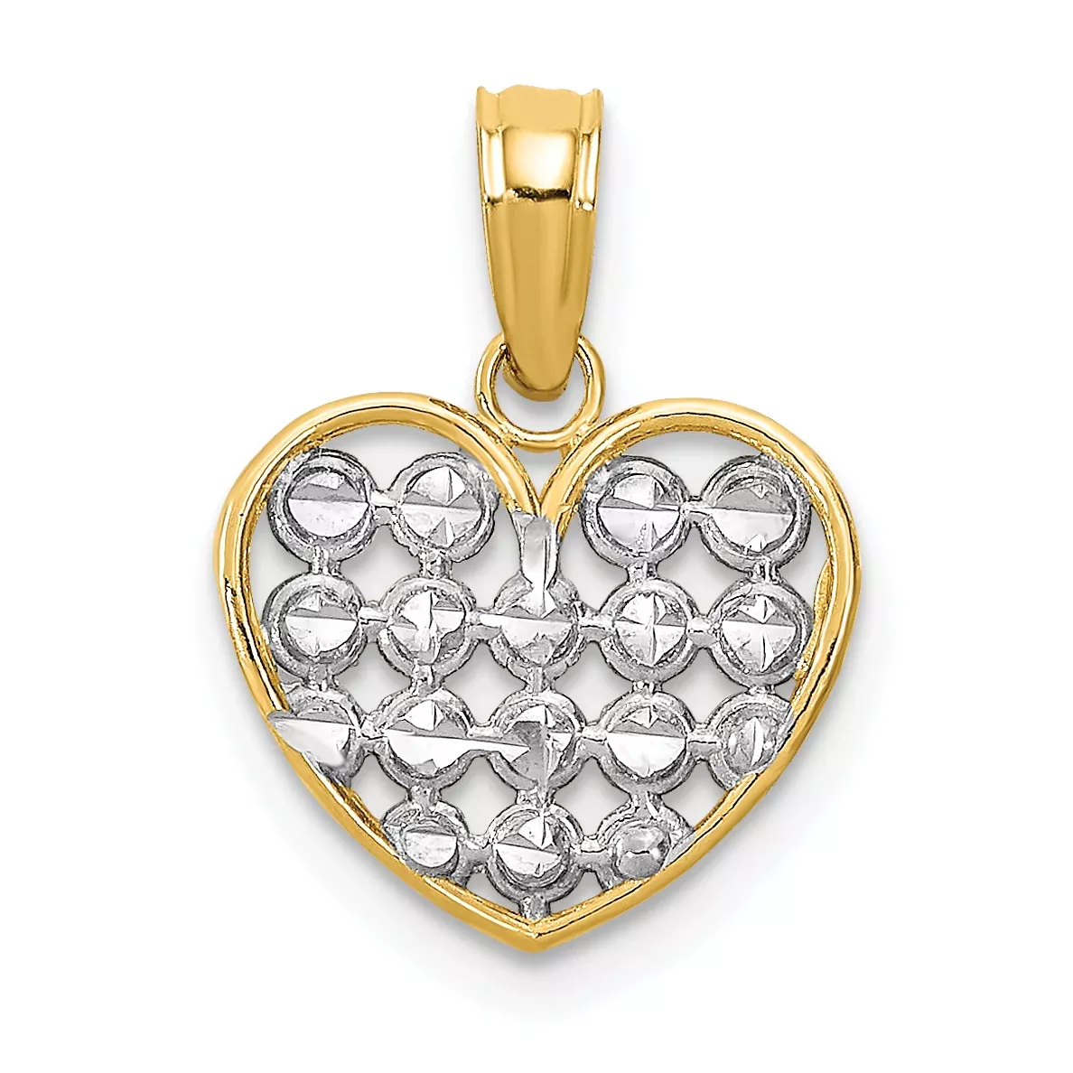 10K W/ Rhodium D/C Heart Charm