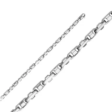 10k White Gold 2.5mm Fancy Handmade Link Chain 20 Inches
