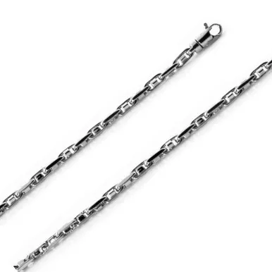 10k White Gold 3.2mm Modern Hand Made Chain 20 Inches