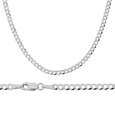 10K White Gold 3mm Flat Curb Chain 16 Inches