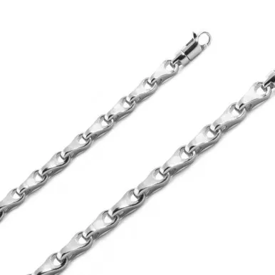 10k White Gold Fancy Hand Made Chain 4.9mm 24 Inches