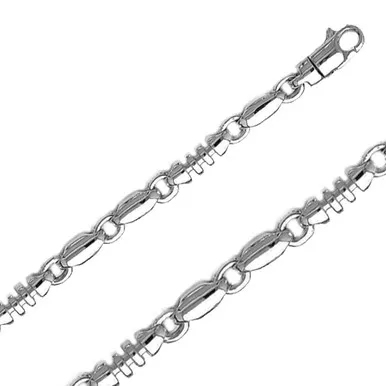10k White Gold Handmade Bullet Links Chain 3.4mm 24 Inches