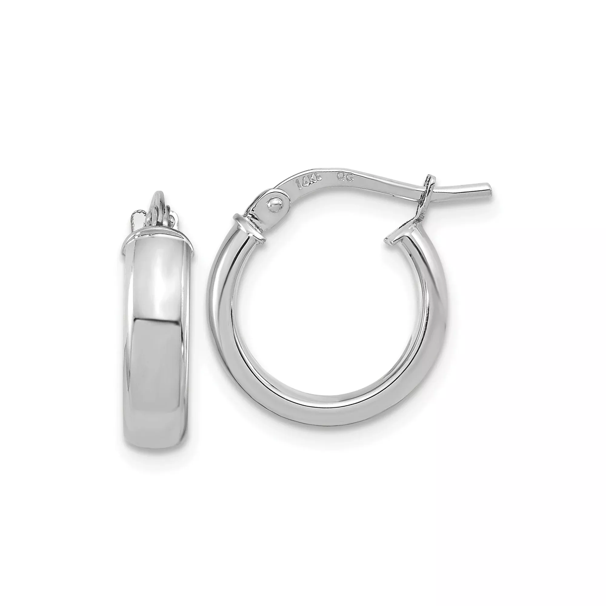 10k White Gold Hoop Earrings, Classic Minimalist Design, Lightweight Everyday Style
