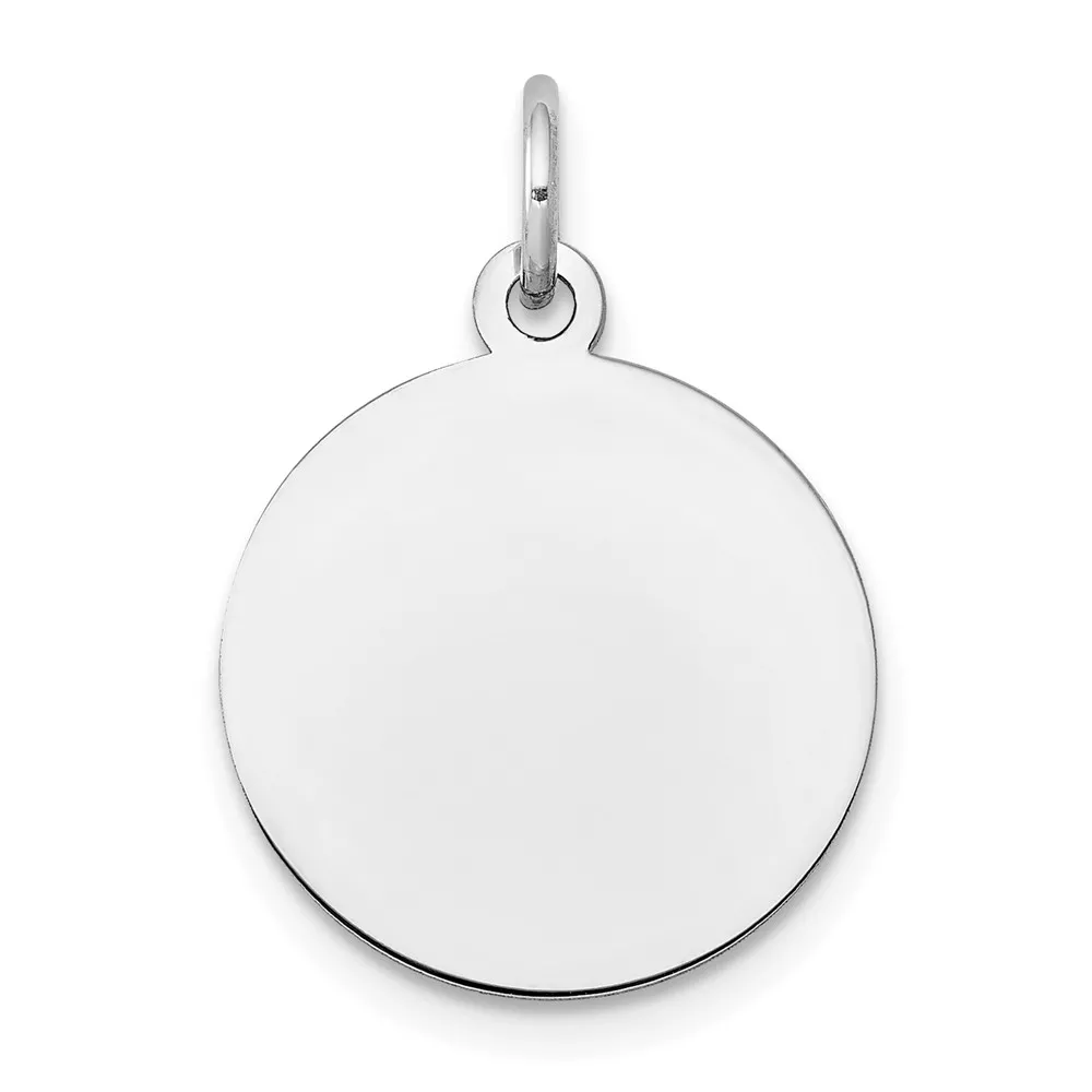 10K White Gold Plain .013 Gauge 12.75×12.75mm Circular Engravable Disc Charm