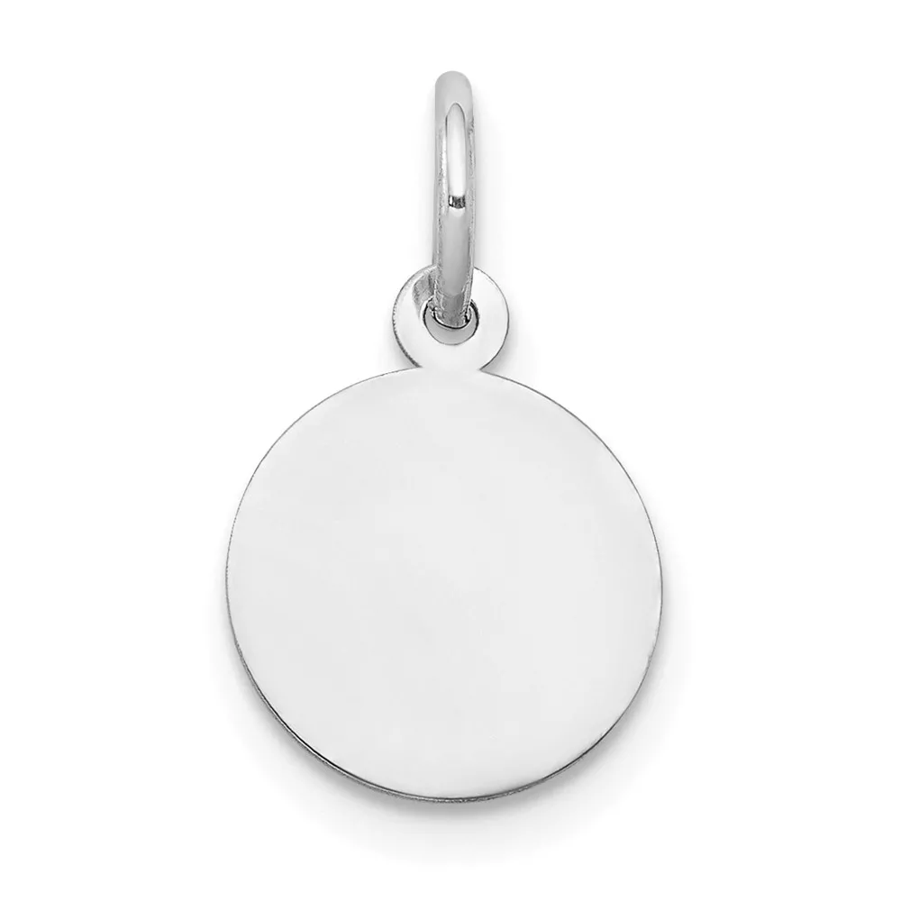 10K White Gold Plain .013 Gauge 9.5×9.5mm Circular Engravable Disc Charm