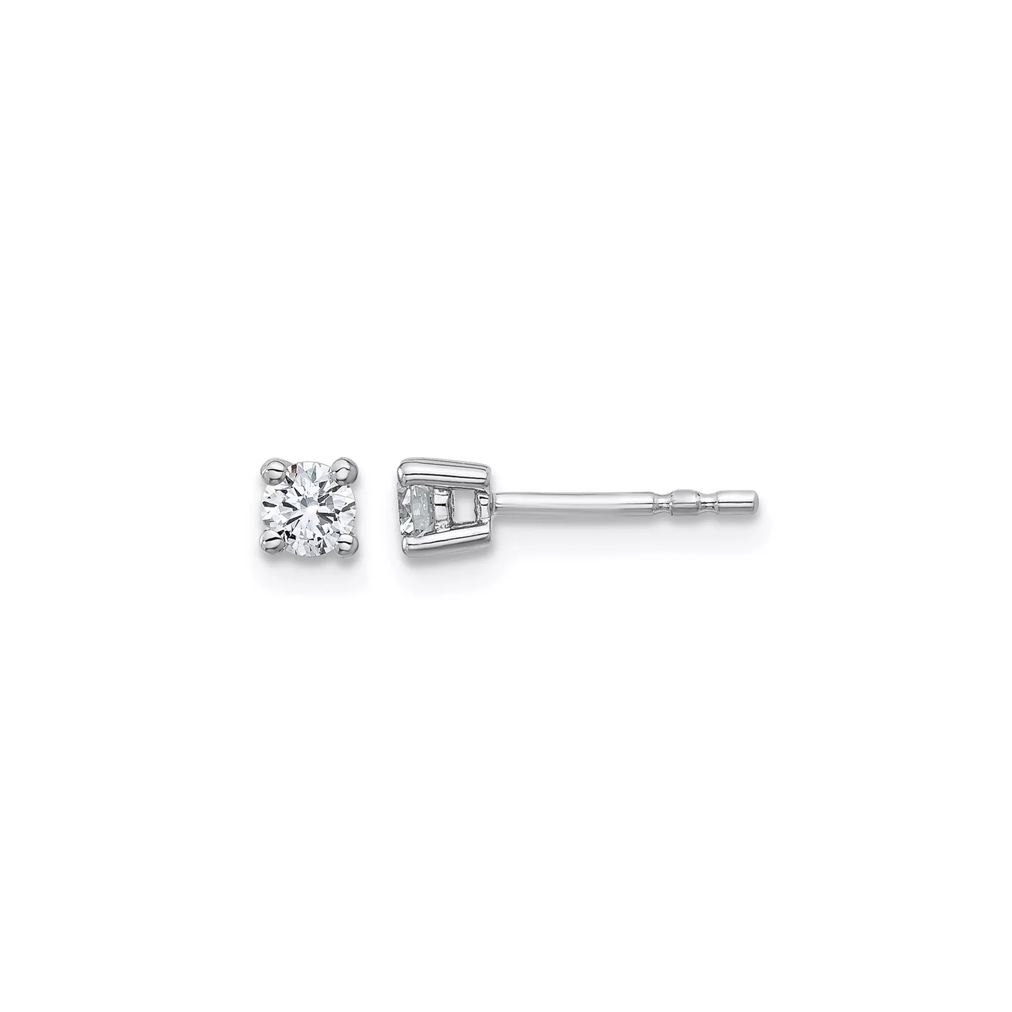 10k White Gold Solitaire Stud Earrings with Diamond, Classic Minimalist Style for Women
