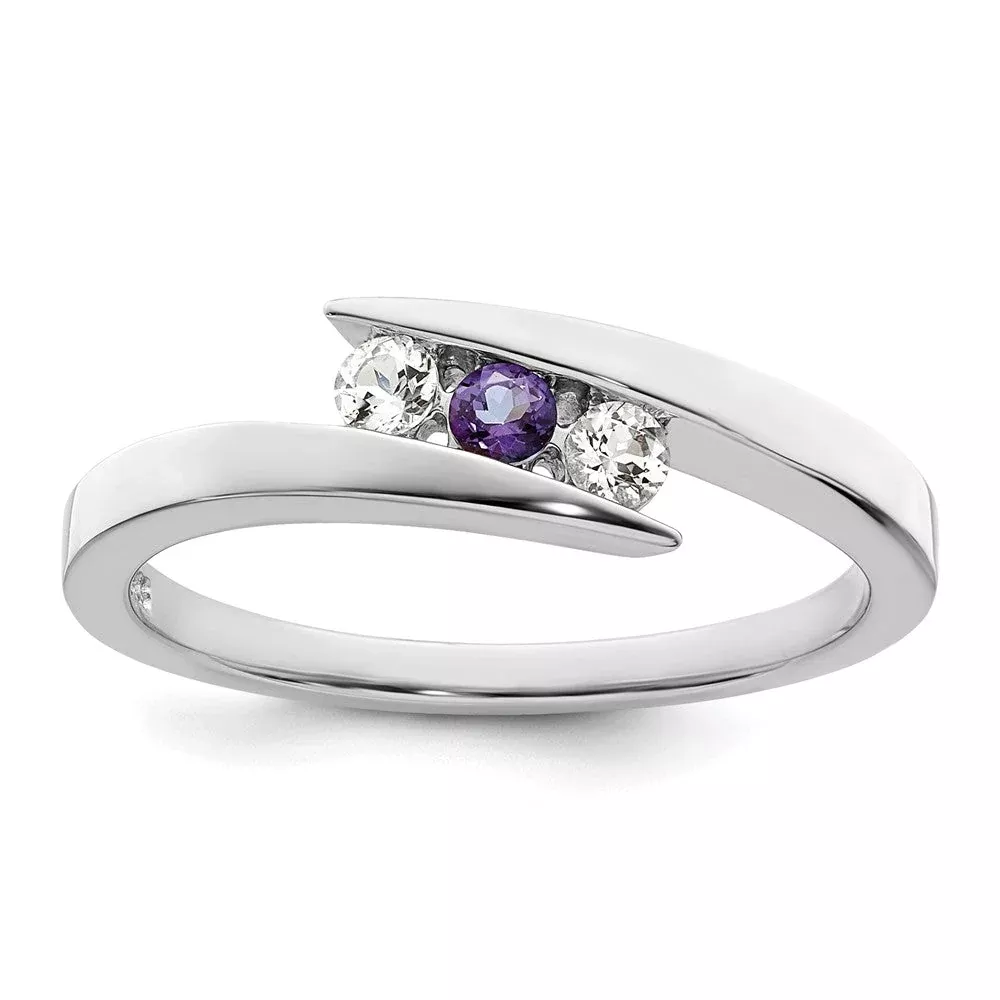 10k White Goldw Survivor Clear u0026 Purple Swarovski Topaz Circle of Strength Ring