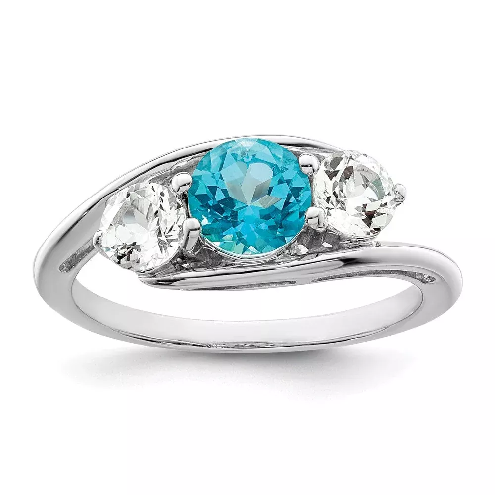 10k White Goldw Survivor Collection Clear u0026 Blue Swarovski Topaz Sue Ring
