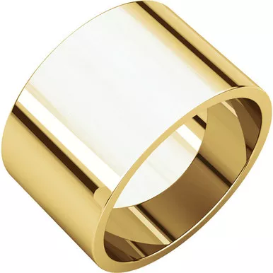 10k Yellow Gold 12mm. High Polished Flat Wedding Band