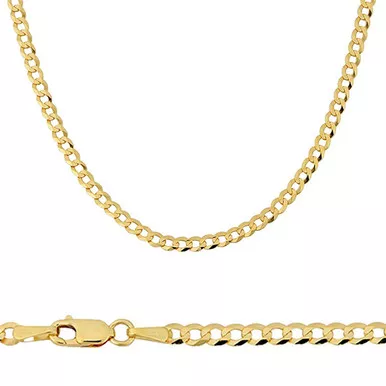 10K Yellow Gold 3mm Flat Curb Bracelet 8 Inches