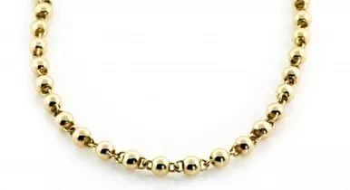 10K Yellow Gold Hand Made Beaded Chain 5mm 26 Inches