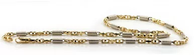 10k Yellow and White Gold Fancy Hand Made Chain 4.7mm 24 Inches
