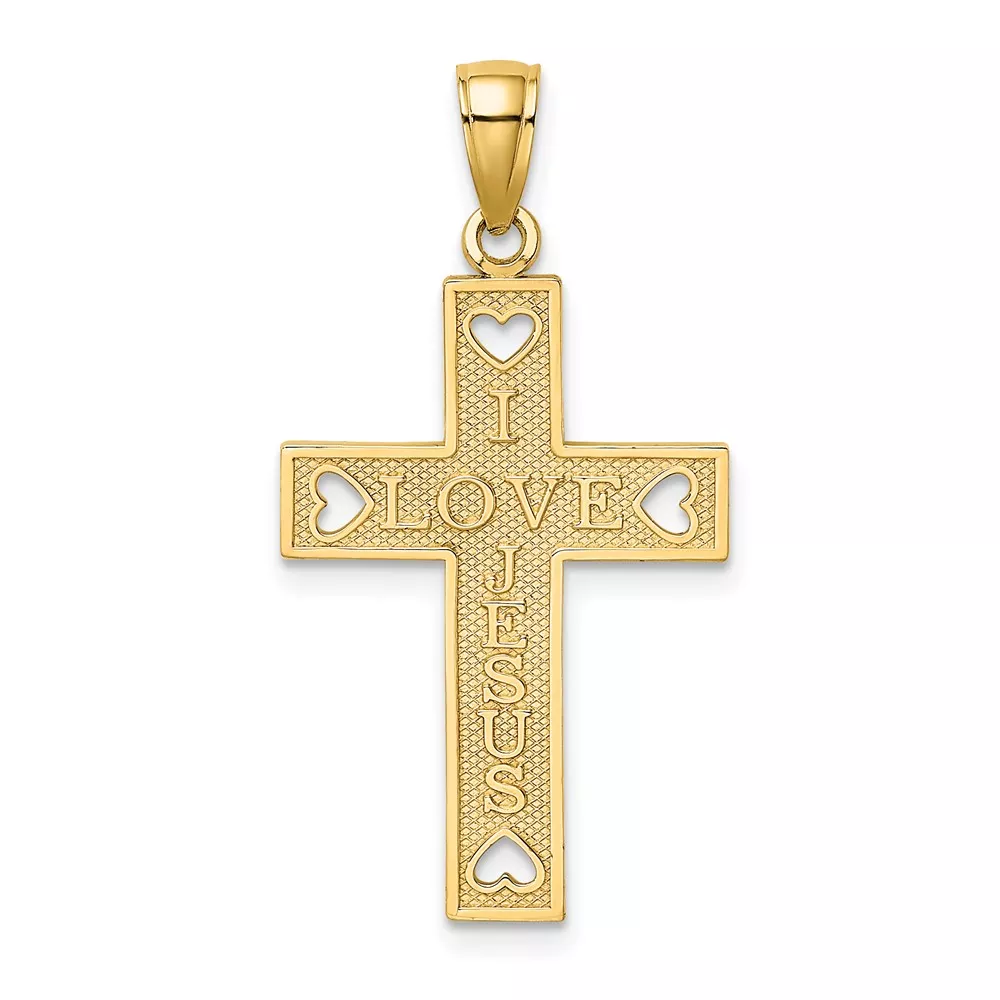 10KI LOVE JESUSCross w/ Hearts Charm