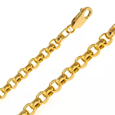 10kYellow Gold 5mmHollow Rolo Chain Necklace 22 Inches