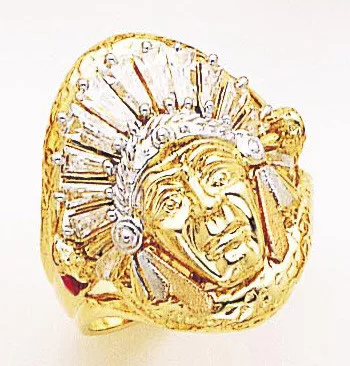 114 Gold Men's AmericanIndian Cubic Zirconia Ring